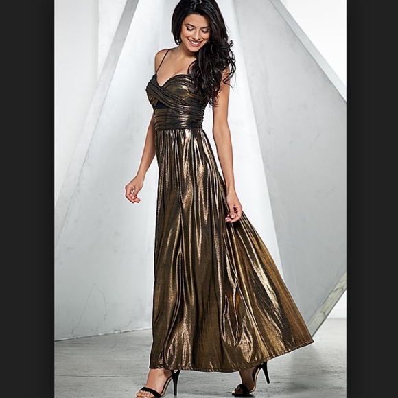Liquid Metallic Maxi Dress Black & Gold - Picture 4 of 9